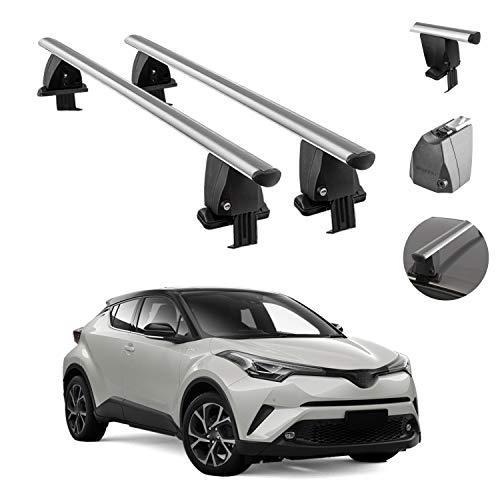 ルーフラッククロスバーロック可能なラゲージキャリア スムースルーフカー トヨタc Hr 18 22銀アルミニウム製カーゴキャリア ルーフトップバー用 自 Phlwyl1mal 車 バイク 自転車 Beacondinernj Com