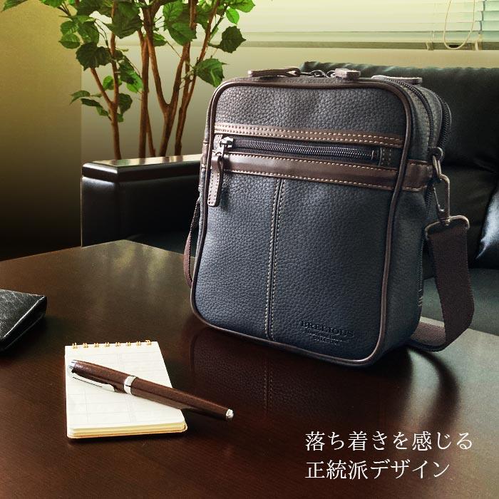 ショルダーバッグ メンズ 縦型 バック a5 wルーム ダブル 2 斜めがけ 大容量 日本製 50 60 70代 プレゼント ギフト 父の日 2026 父 紳士 BRELIOUS 16432の画像
