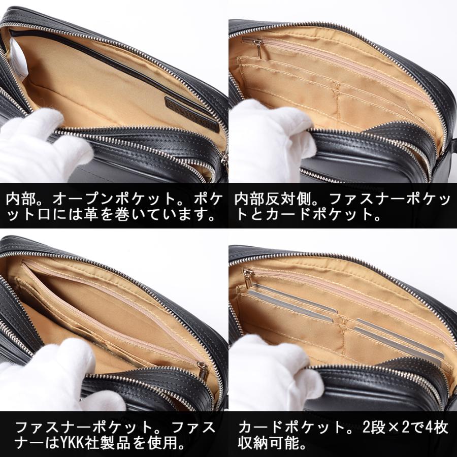セカンドバッグ ダブルファスナー 本革 メンズ 紳士 男性 レザー