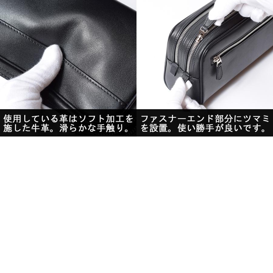セカンドバッグ ダブルファスナー 本革 メンズ 紳士 男性 レザー