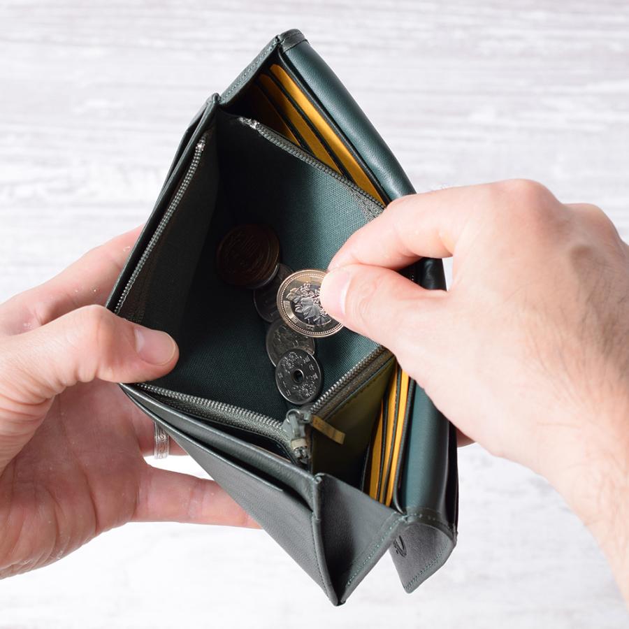 財布 メンズ 長財布 本革 グリーン 緑 黒 軽量 ながさいふ 薄い