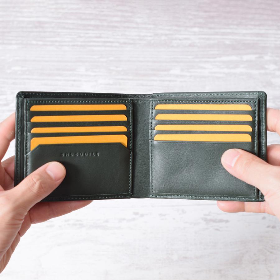 財布 メンズ 二つ折り 小銭入れなし 本革 グリーン 緑 やわらかい 誕生