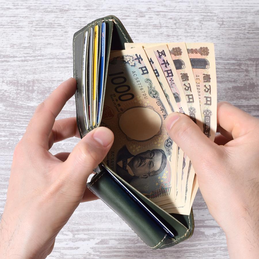 栃木レザー 二つ折り 財布 メンズ 薄い 型 日本製 ヌメ 本革 皮 誕生日