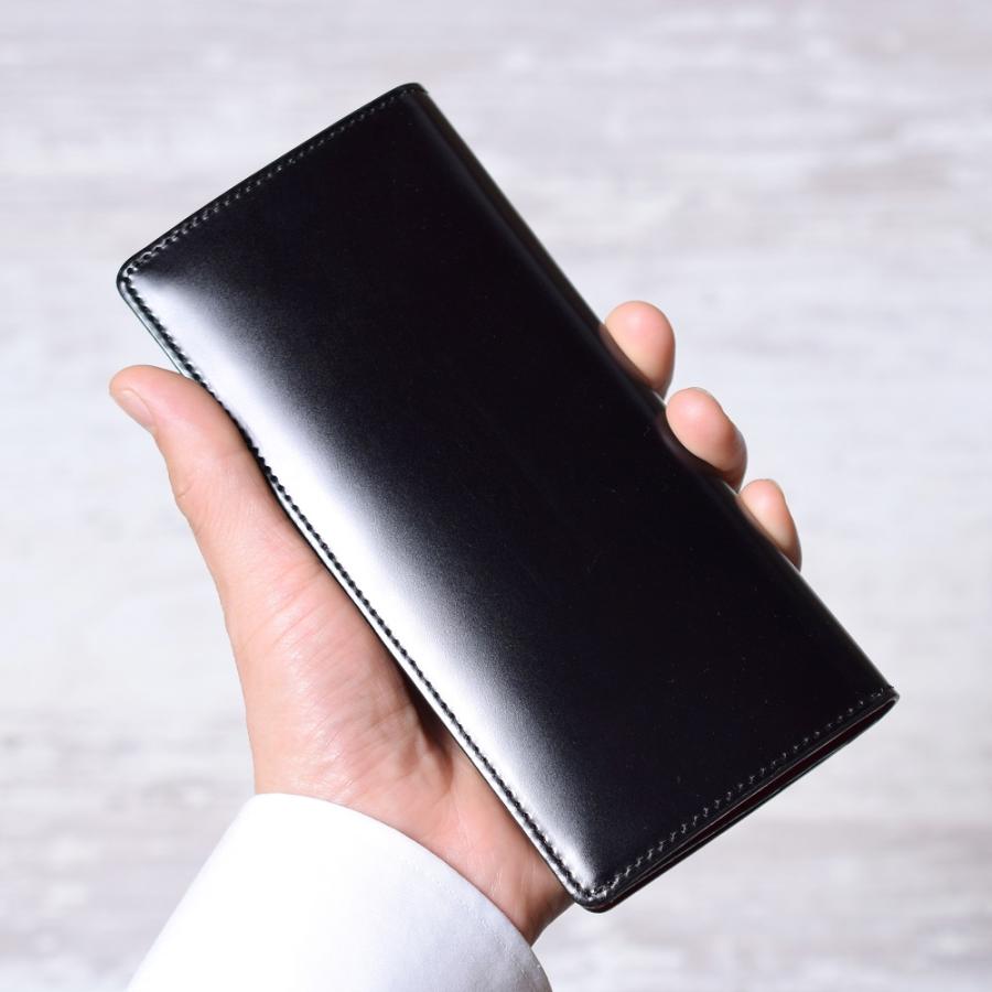 コードバン 長財布 日本製 メンズ 本革 ながさいふ 小銭入れなし 純束