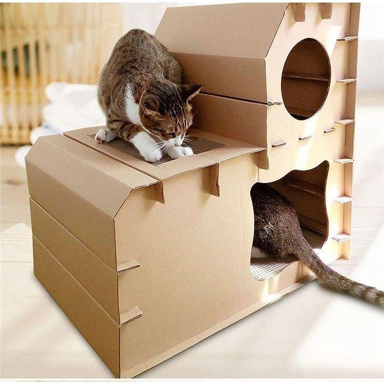 国内配送 キャットハウス 猫ハウス 段ボールハウス 猫用品 ペット用品 ペットグッズ 猫用爪とぎ 段ボール 角型 爪とぎ 寒さ対策 あったかい おしゃれ シンプ 人気ブランドを Turningheadskennel Com