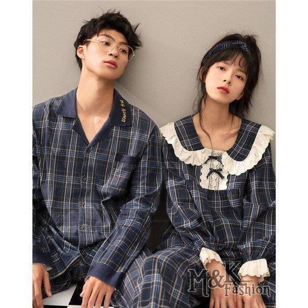 オープニング 大放出セール 格子縞 上下セット 寝間着 韓国風 部屋着 春 夏 パジャマ メンズ 長袖パジャマ レディース パジャマ 格子縞 メンズ かわいい 長袖パジャマ レディース パジャマ 下着 靴下 部屋着 Carezycordova Cl