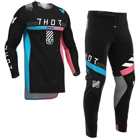 THOR モトクロスウェア　ジャージXL・パンツ38 XL/34インチ MXウエア 上下セット THOR SPORT SYNTH ブラック ジャージ