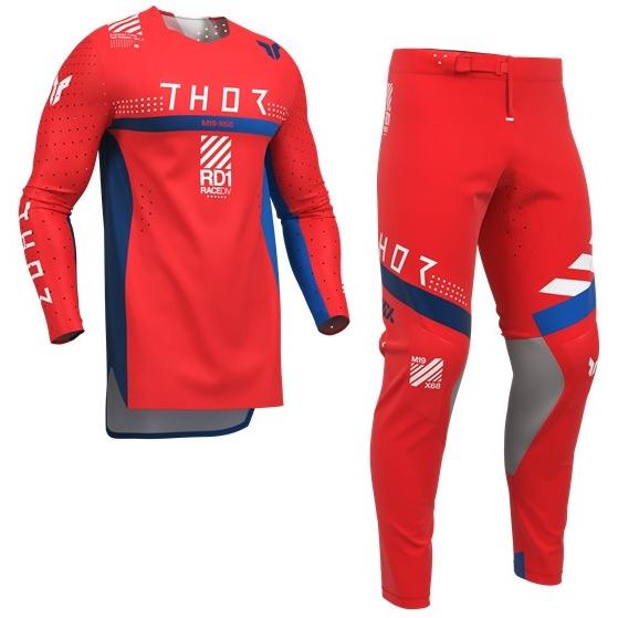 XL/34インチ MXウエア 上下セット THOR SPORT SYNTH レッド ジャージ