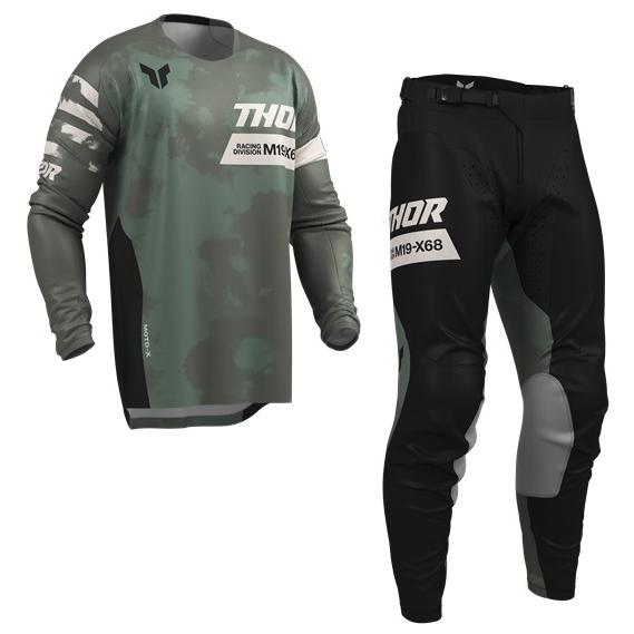 モトクロスウェア 上下セット S/30インチ MXウエア 上下セット THOR LAUNCH BLEACH ブラック/カモ