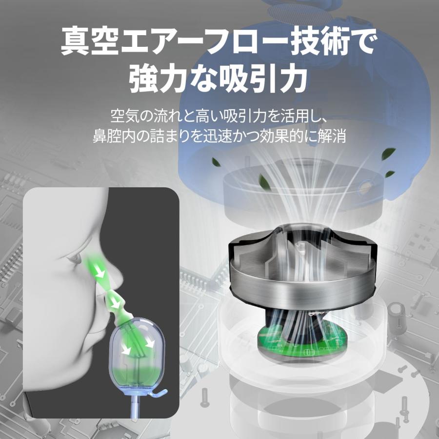 鼻水吸引器 電動 鼻吸い器 コードレス 充電式 4段階強力吸引 授乳ライト メロディー ホワイトノイズ 4種類ノズル お手入れ簡単 鼻水 鼻づまり 赤ちゃん 0歳 大人の画像