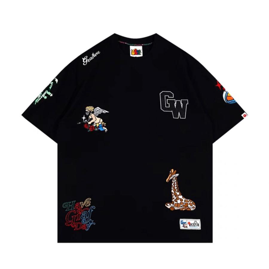 GRAF&WU グラフアンドウー ランダム刺繍ワッペン Tシャツ GRAF&WU グラフアンドウー ランダム刺繍ワッペン Tシャツ