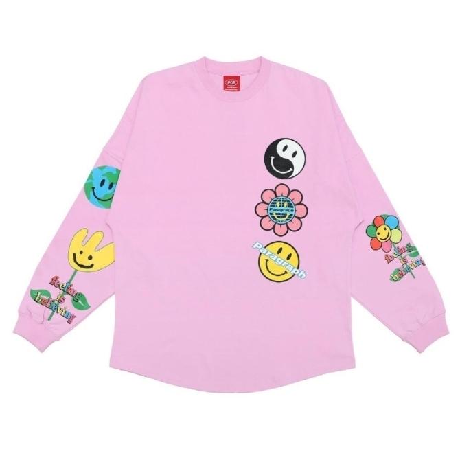 Paragraph フラワースマイル ロングスリーブTシャツ フリーサイズ Paragraph パラグラフ 長袖 Tシャツ Flower smile Long sleeve t