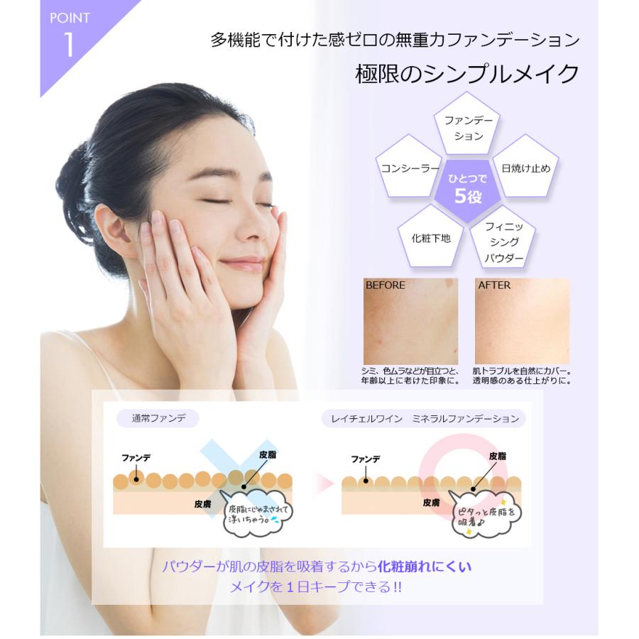 公式 ミネラルファンデーション トライアルセット SPF27 PA+++ お試しセット 肌に優しい 敏感肌 ブラシ付き ファンデーション レイチェルワイン｜wflr｜09