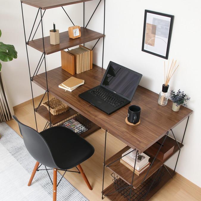 EZBO ワイヤーデスク ブラウン 差し込むだけの簡単組み立て パソコン