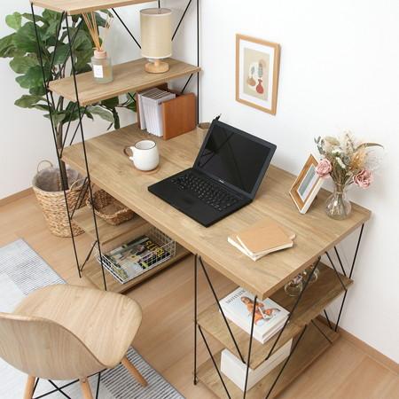 EZBO ワイヤーデスク ナチュラル 差し込むだけの簡単組み立て パソコン