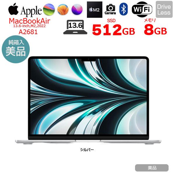 Apple MacBook Air 13.6inch MLY03J/A  A2681 2022 選べるOS TouchID [Apple M2 8コア 8G SSD512GB 無線 BT カメラ 13.6 Silver 純箱] ：美品｜whatfun｜02