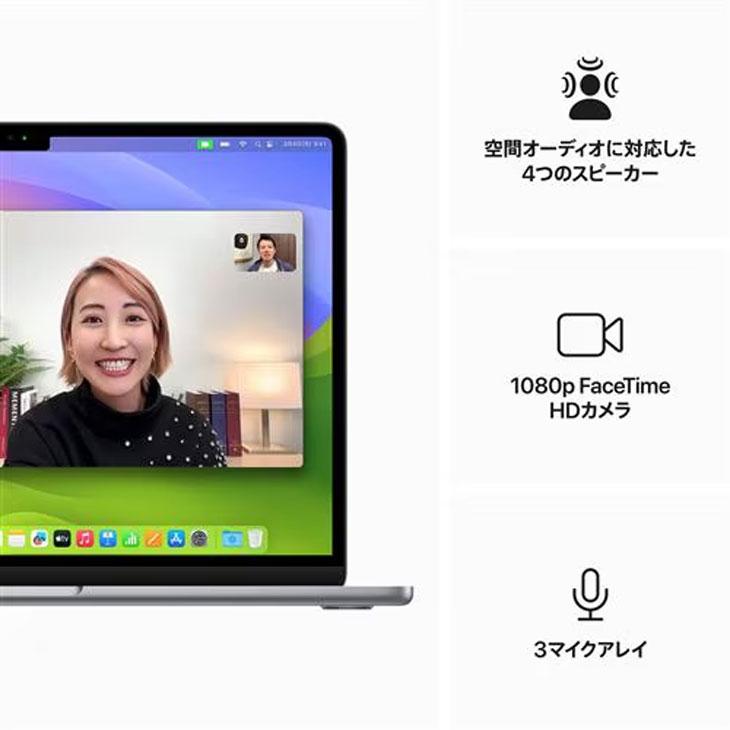 【中古パソコン】Apple MacBook Air 13.6inch MXCR3J/A A3113 2024 TouchID [Apple M3 8コア メモリ16GB SSD512GB 無線 BT カメラ Space Gray 純箱 ] ：良品の画像