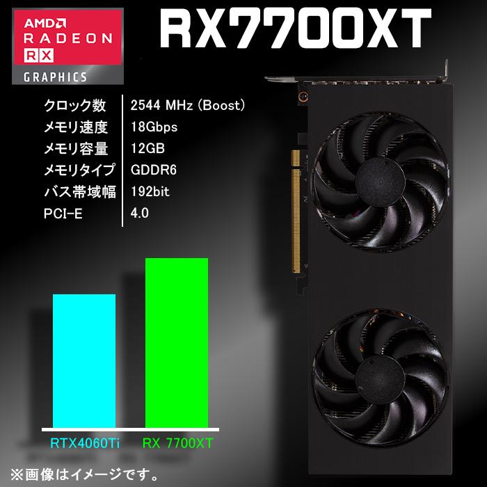 【新品】　ゲーミングPC RX7700XT RYZEN7 5700X PASOUL ゲーミングPC デスクトップパソコン ブラック AMD Radeon