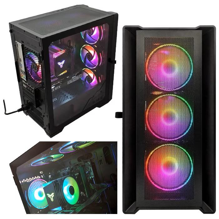 PASOUL ゲーミングPC デスクトップパソコン ブラック メッシュ AMD