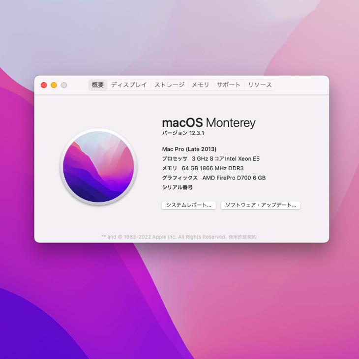 Mac Pro Apple MD878J/A A1481 Late 2013 AMD FirePro D700×2基 Mac Pro Apple MD878J/A A1481 Late 2013 AMD FirePro D700×2基