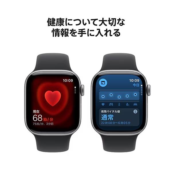 【中古】Apple Watch Series 11 GPSモデル 46mm MEV44J/A A3333 [スペースグレイアルミニウ ムケース+ブラックスポーツバン ド M/L]:美品_6