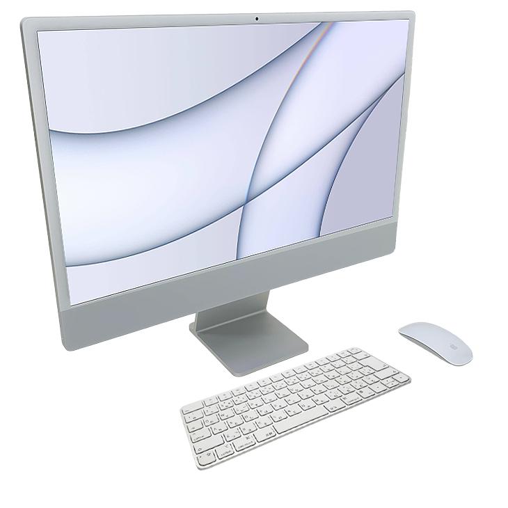 【中古パソコン】Apple iMac 24inch MGPD3J/A A2438 4.5K 2021 一体型 Touch ID [Apple M1 8コア メモリ16GB SSD1TB 無線 BT カメラ 24インチ Silver ]:美品の画像