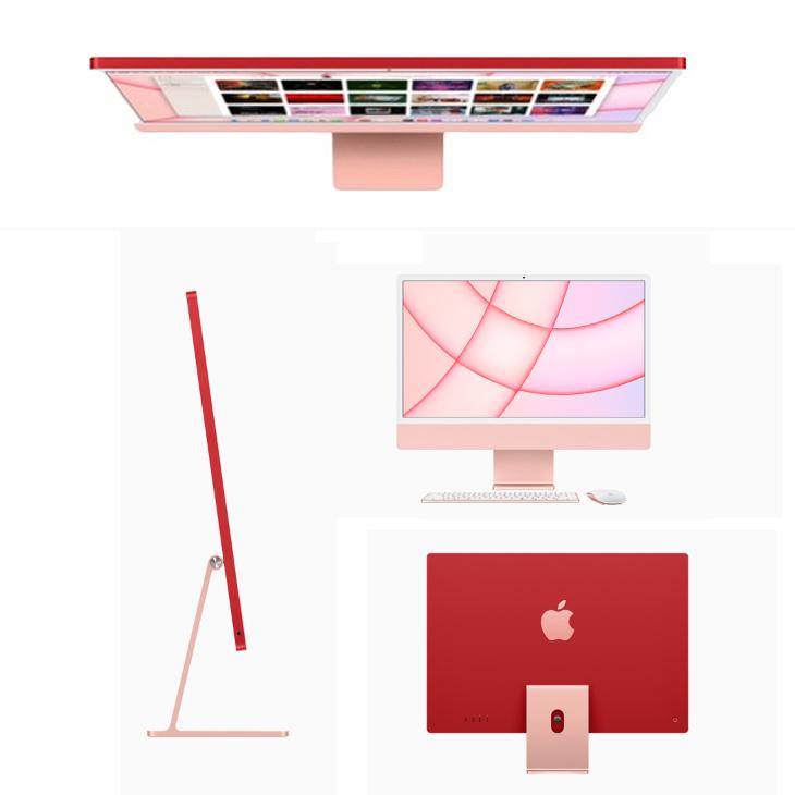 【中古パソコン】Apple iMac 24inch MGPN3J/A A2438 4.5K 2021 一体型 選べるOS Touch ID [Apple M1 8コア 16GB SSD512GB 無線 BT カメラ 24インチ Pink ]:美品の画像