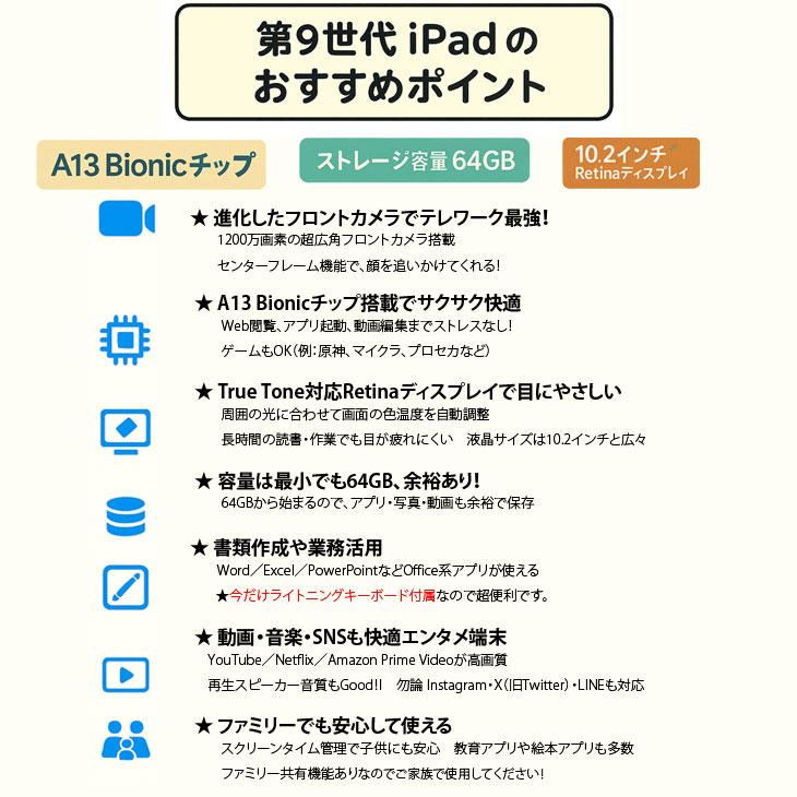 iPad 【中古iPad】【SIMフリー】Apple iPad9 9世代 MK4H3J/A Wi-Fi