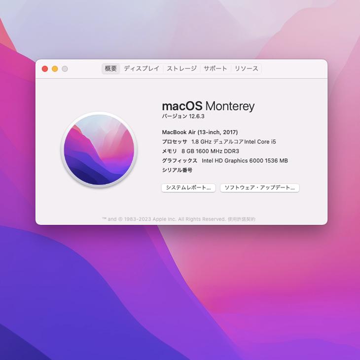 MacBook Air Apple Air_13.3inch MQD32J/A A1466 2017 選べるOS
