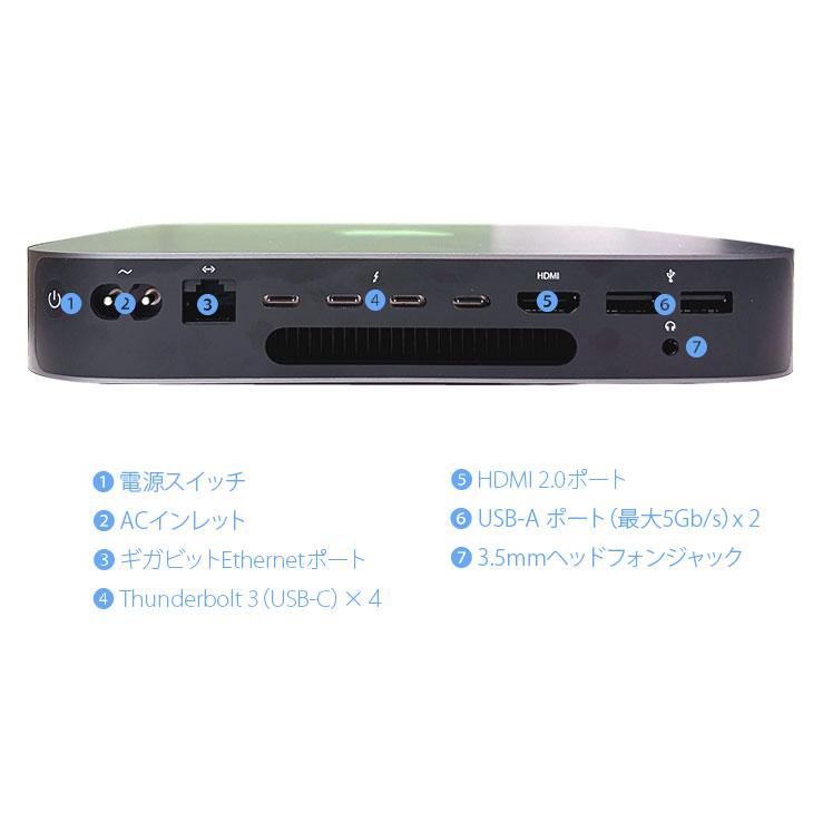 Apple Mac mini MRTT2J/A A1993 2018 小型デスク 選べるOS [Core i7 8700B 3.2GHz メモリ64GB SSD2TB 無線 BT スペースグレイ]：良品の画像