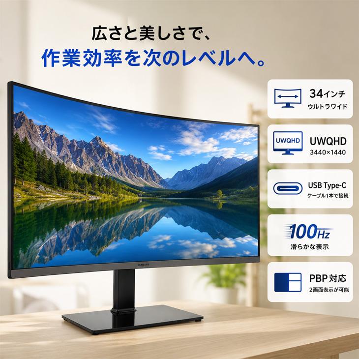 SAMSUNG（サムスン） SAMSUNG LC34H890WJK 34インチ 曲面湾曲 液晶