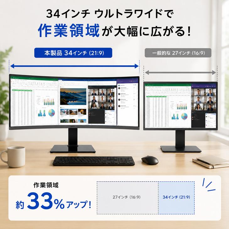 SAMSUNG（サムスン） SAMSUNG LC34H890WJK 34インチ 曲面湾曲 液晶