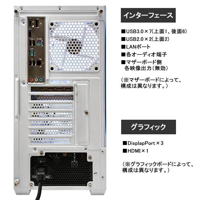 ゲーミングPC デスクトップパソコン GP-V3 ホワイト ピラーレス