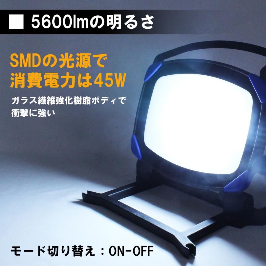 ワークライト led 5600ルーメン 角度 調節 作業 野外 壁掛け コンパクト 薄型 防水 ACWL-5600 長輝LITETEC ...