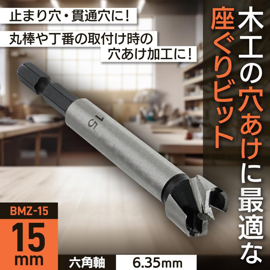 ビッグマン 先端工具 インパクトドライバー用 六角軸座ぐりビット 15