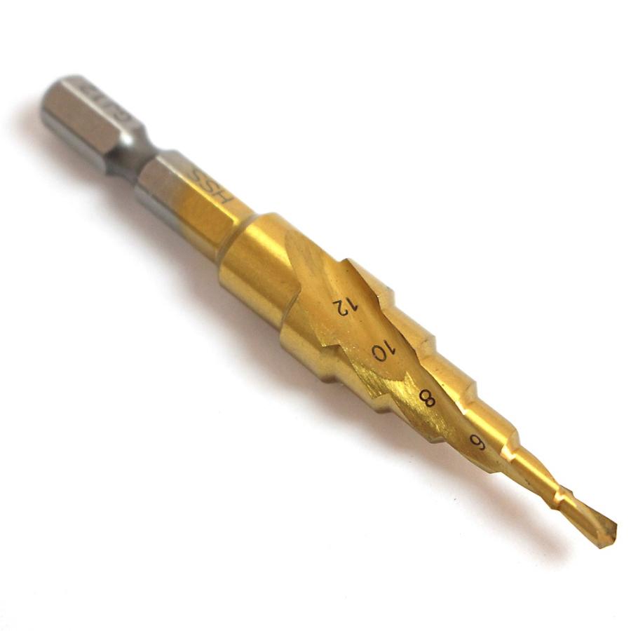 穴あけ ドリル 先端 工具 DIY 大工 大工用品 面取り 薄鉄板 アルミ プラスチック 木材 iHelp アイヘルプ スパイラルステップドリル鉄工用6段 3〜12mm IH-781 | iHelp | 02