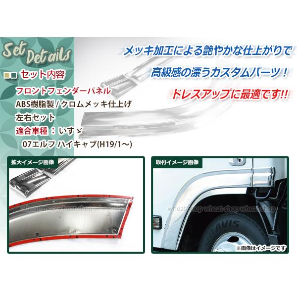 新品 いすゞ 07エルフ ワイド ハイキャブ メッキ フロント フェンダー 