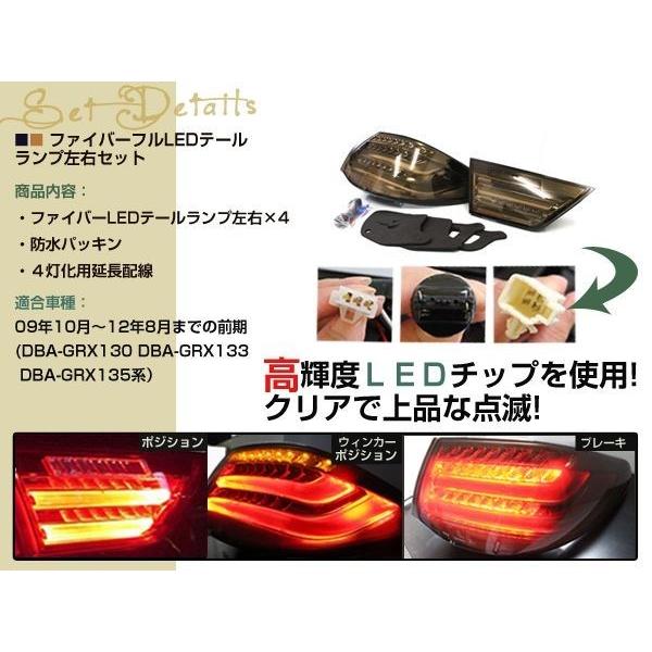 マークX GRX130 前期 BMW風 ファイバー フルLED テールランプ 4灯化 