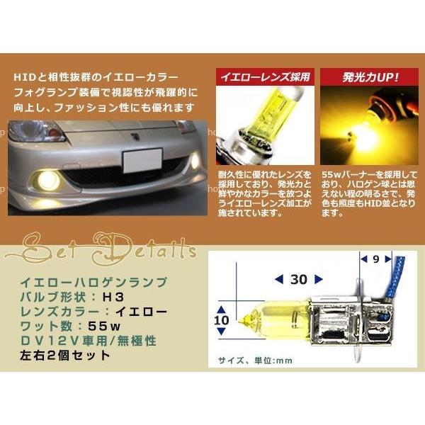 H3 ハロゲンバルブ イエロー 55w 3000k フォグランプ バーナー : wheat