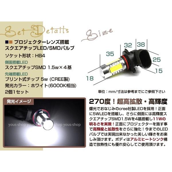 コペン L880K 11W LEDバルブ 12連 フォグランプ HB4 ホワイト 6000K ホワイト 白 プロジェクター CREE ドーム