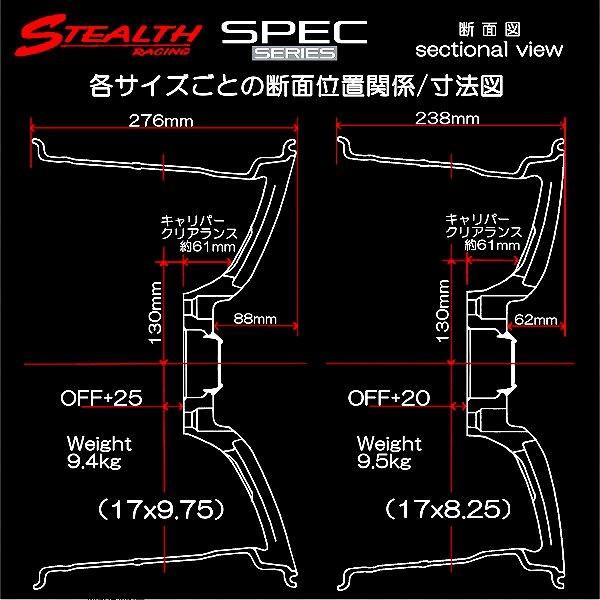ステルスレーシング SPEC-01 17X9.75J+25 PCD114.3 バラ売り2本セット