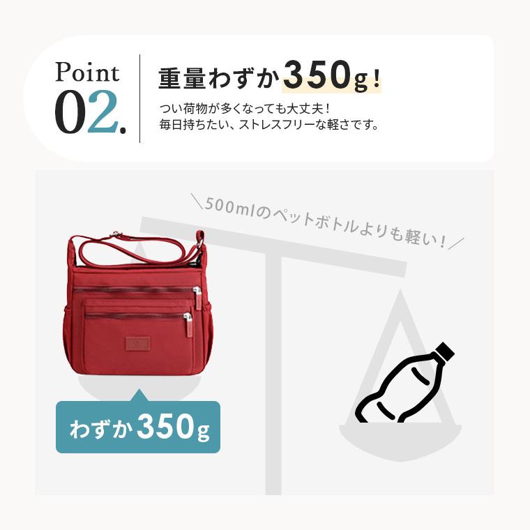 ショルダーバッグ レディース 軽い 斜めがけ 小さめ 60代 50代 40代 ナイロン 大人 大容量 2way 肩掛け 女性 撥水 tdm ギフト 夏｜whimsical-me｜10