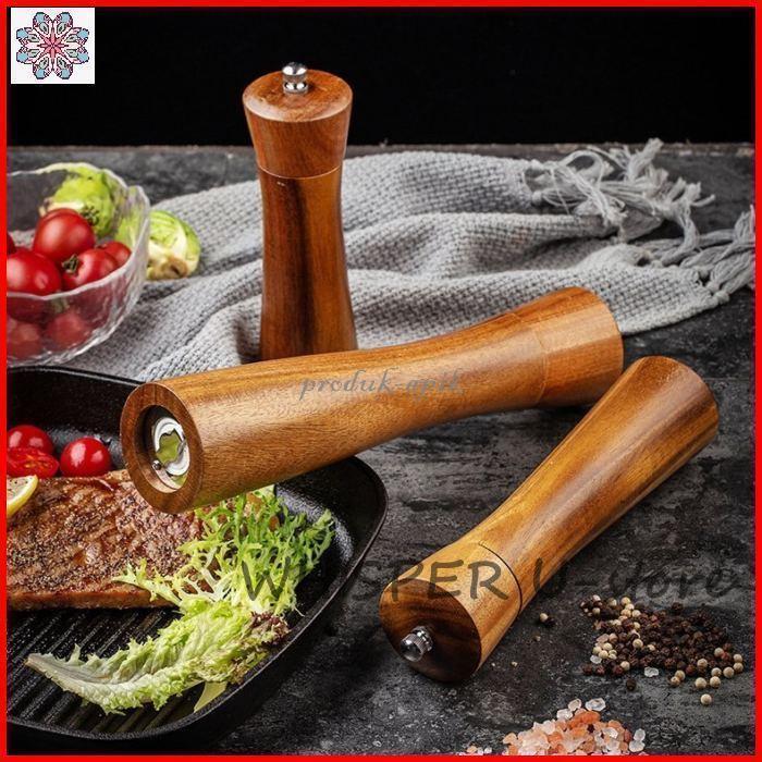 木製ペッパーミル手動 ソルトミル 黒胡椒 ミル 片手 簡単に調整