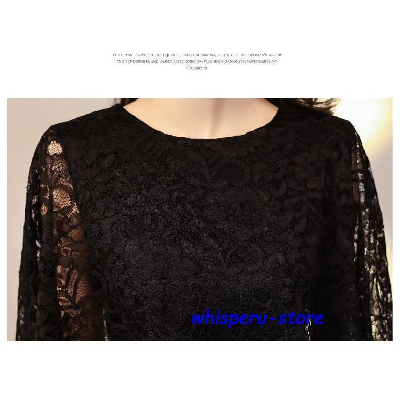 ワンピース レディース 高級パーティードレス レース マキシ丈 7分袖