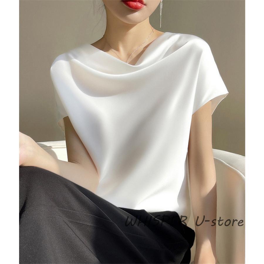 ブラウス レディース 半袖 シャツ シルク 春 夏 接触冷感 ひんやり