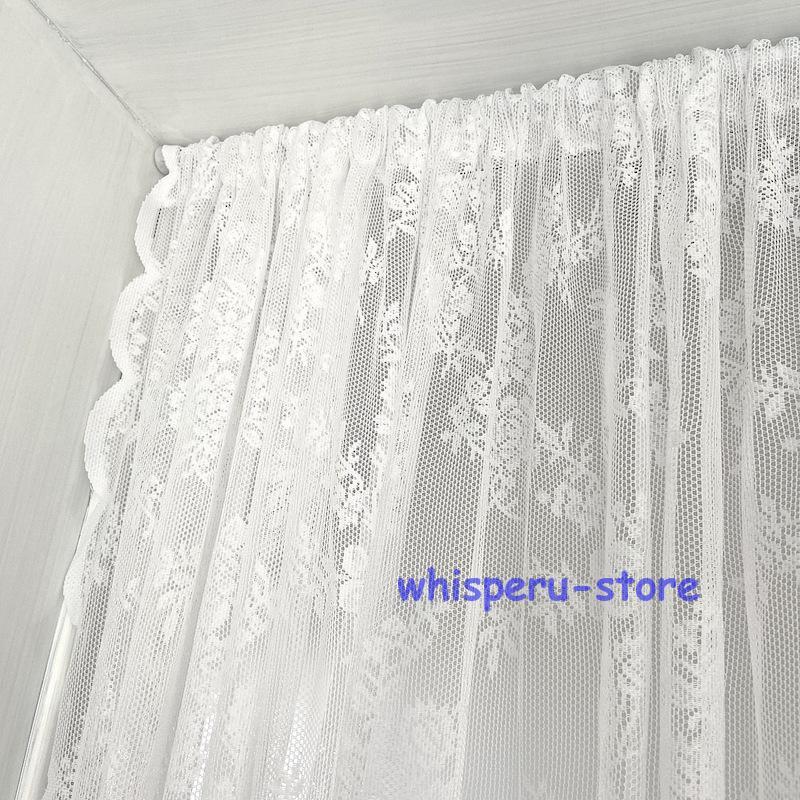 レースカーテン ドアカーテン 玄関カーテン インテリア 白 お花 刺繍