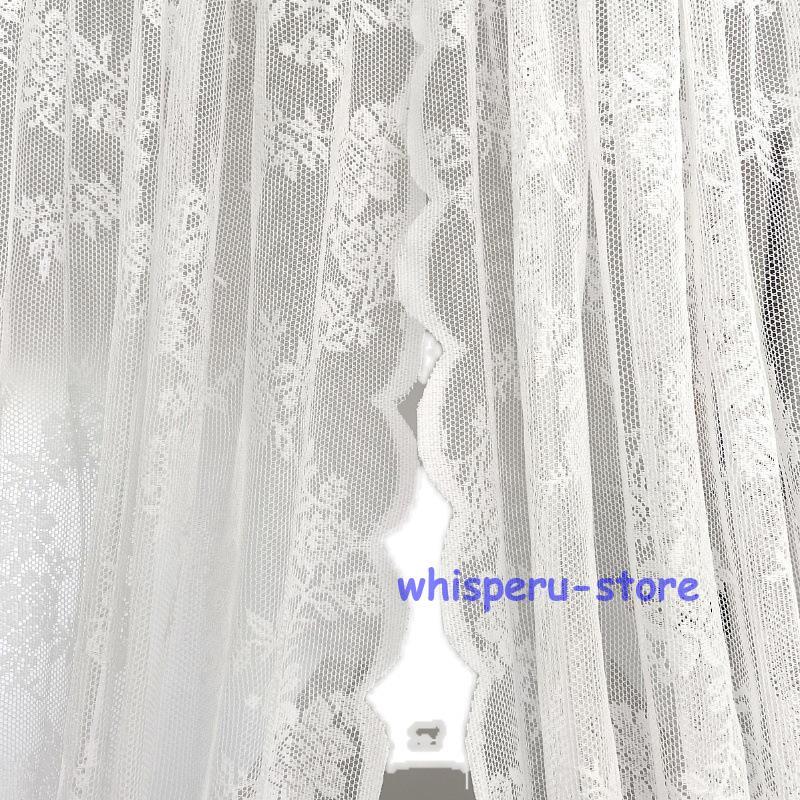 レースカーテン ドアカーテン 玄関カーテン インテリア 白 お花 刺繍