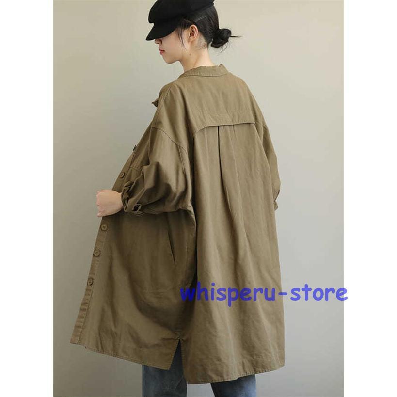 トレンチコート レディース アウター スプリングコート ロング丈 薄手 春 秋 コート 体型カバー カジュアル アウター 無地 スプリングコート レディース 薄手 トレンチコート 春 ゆったり ロング