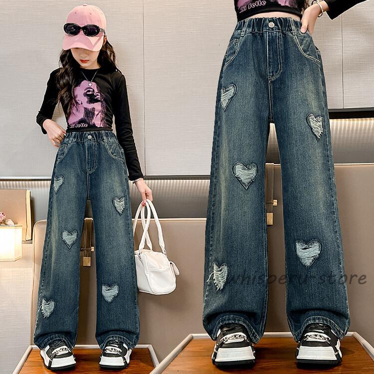 キッズデニムパンツ 可愛い ジーンズ ダメージデニム 新作 秋着 女の子