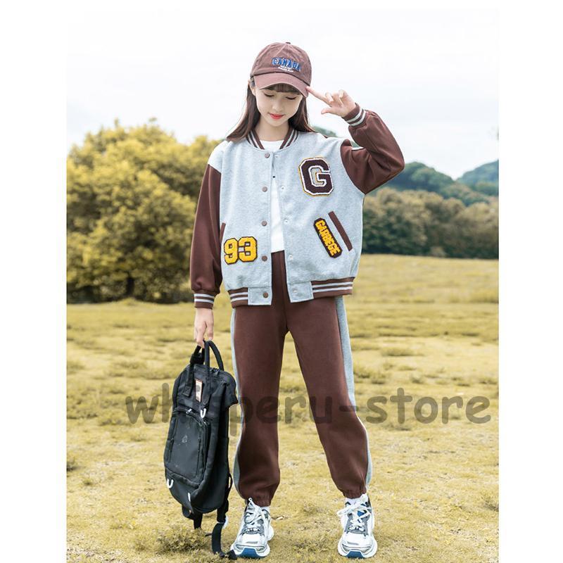 女の子 セットアップ 秋 ジャージ 上下セット レジャー キッズ 女の子 スポーツウェア スポーツ スウェットパンツ 春 秋 普段着 運動着 110-170の画像